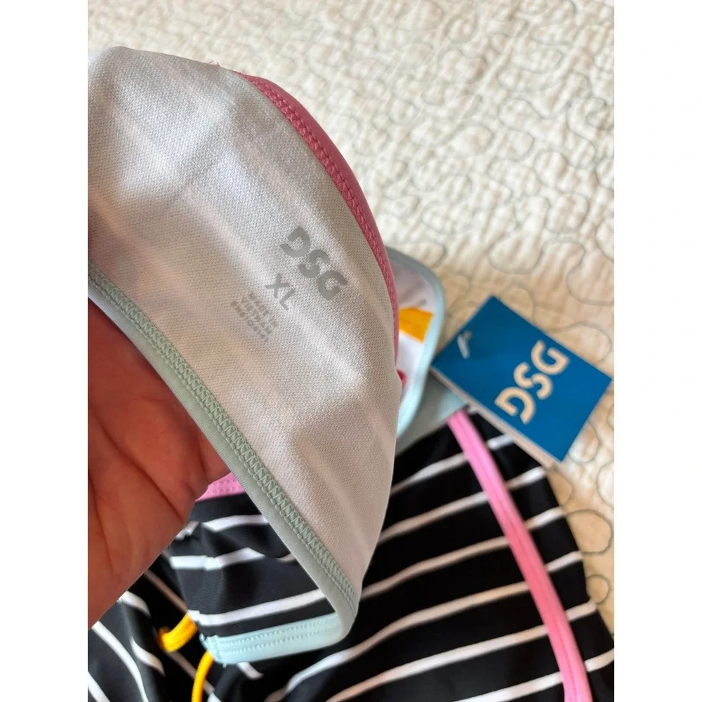 DSG Girls‎ Size XL Two Piece Swimsuit Black White Stripe